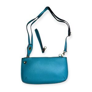 Joy Susan Vegan Leather Crossbody Teal Purse Mini Clutch Wallet Retro